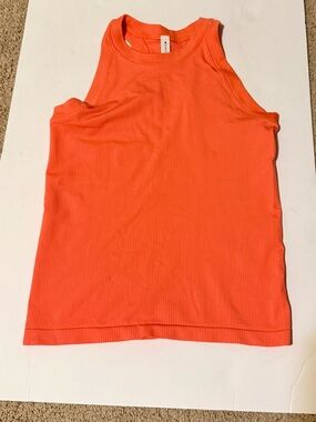 Athleta Bright Orange Ribbed Tank Top